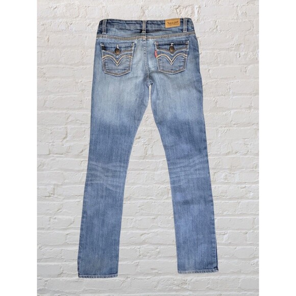 Levis Girls Skinny Adjustable Waist Jeans 12 Distressed Flap Pocket Western - Picture 4 of 8